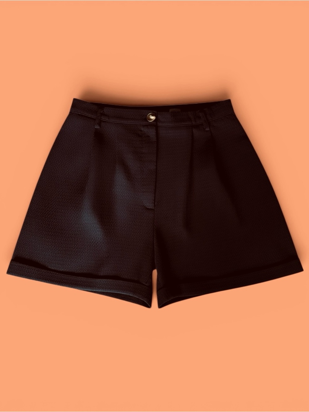 High-Waist Black Textured Women's Shorts